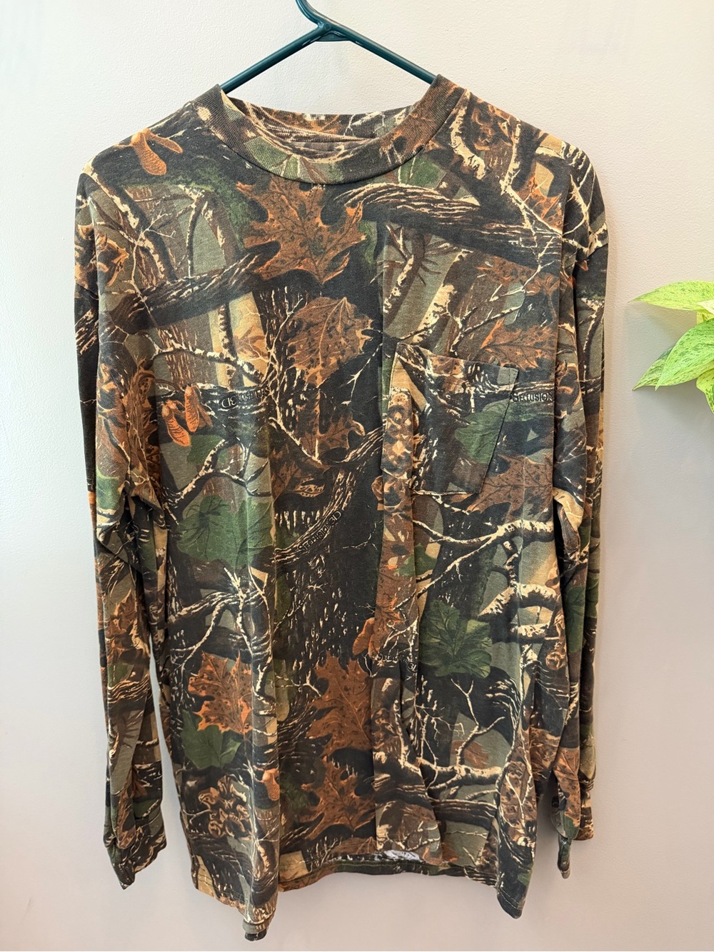 Men's Long-Sleeve Camo Pocket Tee - Green/Brown